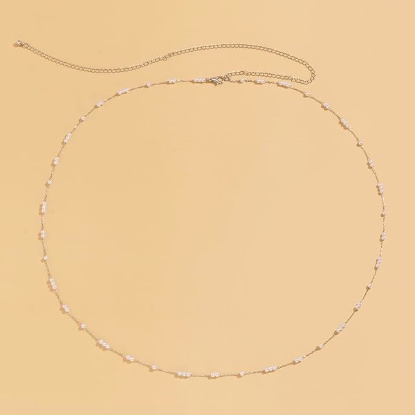 Boho mavekæde sølv taljekæde perler taljekæde perle body chain smykker til kvinder og piger