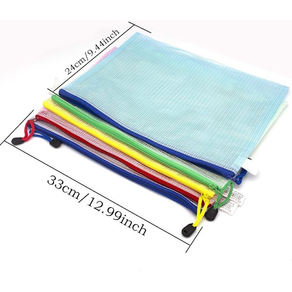5 st plastfickor A4 mapp med dragkedja - Extra tjocka nätdokument dragkedjepåsar Ziplock-påsar plast a4-fickor skolmaterial