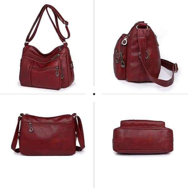 Damhandväskor Axelväskor Mjuk PU-läder Crossbody-väska, Röd Red
