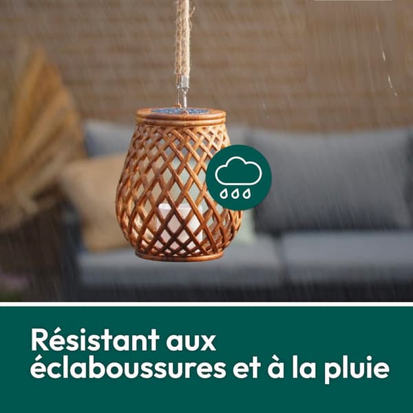 Sæt med 2 udendørs solcellelamper - Rattan-effekt LED-lys - 0,2W IP55 - 21*17 cm - til have, terrasse og balkon