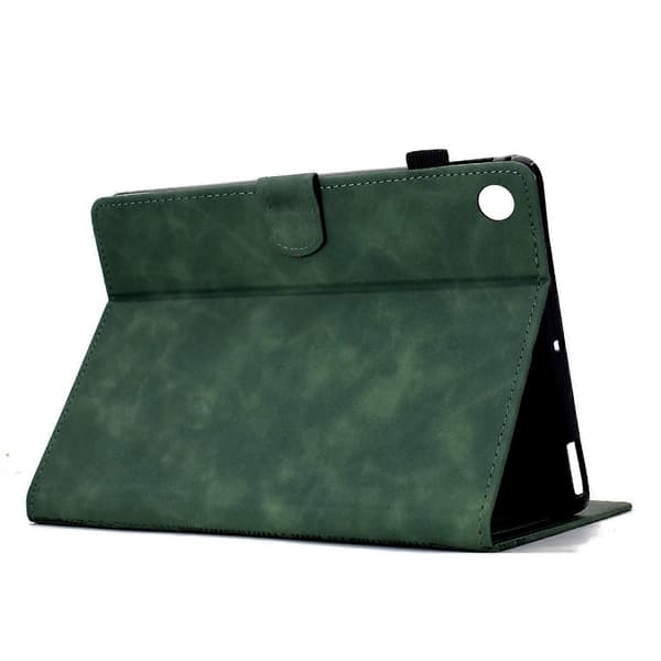 Til Lenovo Tab M10 Plus (3. generation) Etui Katte Præget PU Læder Kort Slots Tablet Cover - Grøn