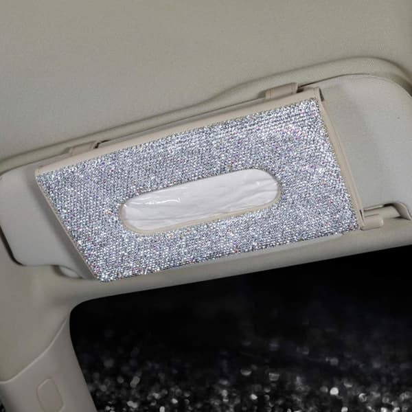 Rhinestone Rhinestone Læder Bil Servietboks White
