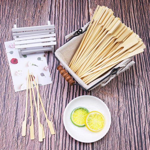 100 stk. trespyd i tre - grillspyd i tre - cocktailsticks til grillmat, kebab, cocktails, buffeter og fester (15 cm)