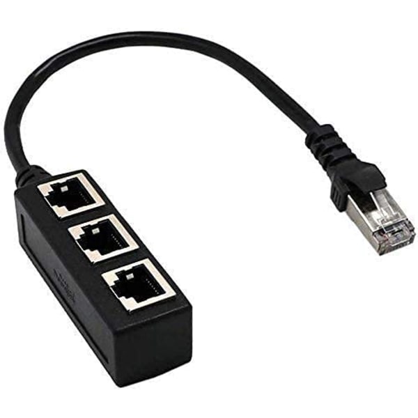 RJ45 Splitter Adapter Cable, RJ45 1 Male til 3 Female Jack Port LAN Ethernet Splitter Y Adapter Cable