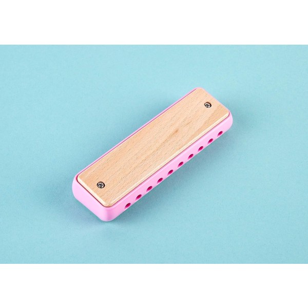 Blues Harmonica | 10-håls trämusikinstrumentleksak för barn pojke flicka Pink 1.7 x 1 x 5.7 inches