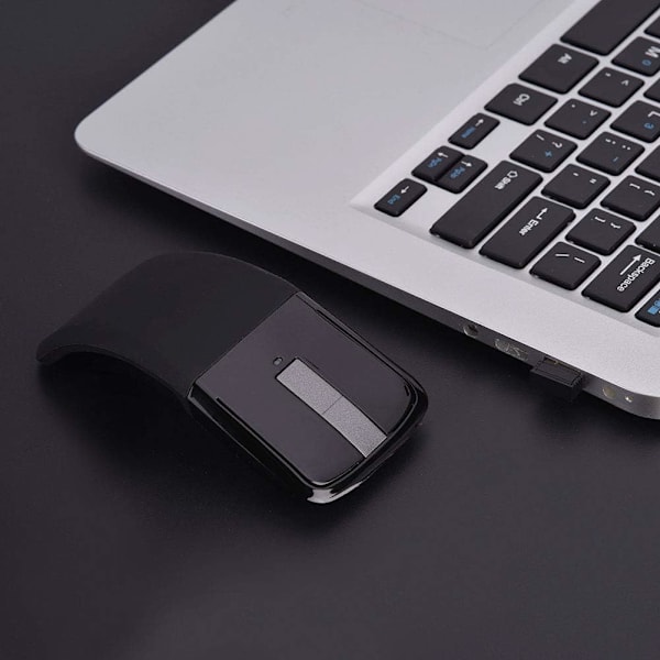 2.4g Foldable Trådløs Touch Mus, Buet Touch Mus Mus med USB-mottaker for PC/Laptop/Smart TV, Stilig Utseende(Svart)