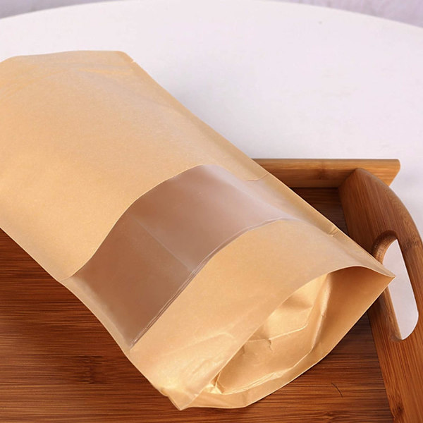 100 stk. 9*14 cm kraftpapirposer til pakning af produkter med lynlås, genanvendelige og forseglet.