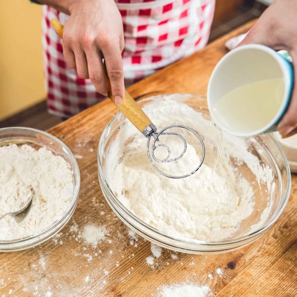Danska degblandare brödblandare, rostfritt stål holländsk äggvisp, lämplig för bröd, bakverk eller pizzabotten - perfekt bakning