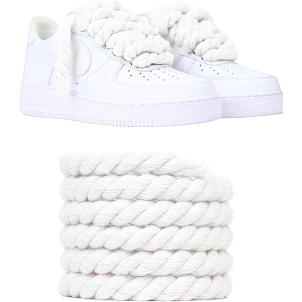 8mm tykke reb snørebånd - Air Force One snørebånd, Air Force reb snørebånd, Air Force snørebånd, reb til sko White