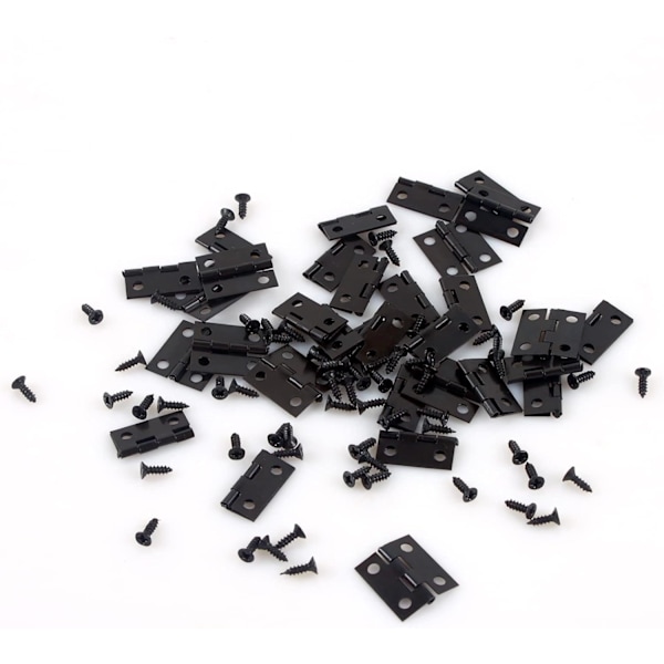 18x15mm Mini Sorte Hængsler, 50 Stykker Usynlige Flade Hængsler, Rustfrit Stål, til Smykkeæsker Skuffer Klaverer DIY Tilbehør med 200 Skruer