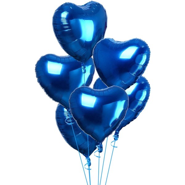30 st Hjärtfolieballong för födelsedagsbröllopsdusch Alla hjärtans dag (blå)