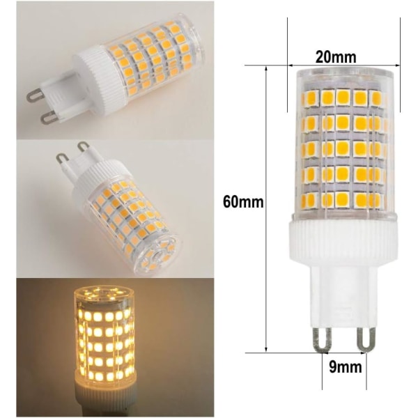3-pack G9 LED-lampor 10W halogenlampa 150W, 86 lysdioder, 1000Lm, 360° strålvinkel, superljus, AC220-240V, ej dimbar, varmvit 3000K