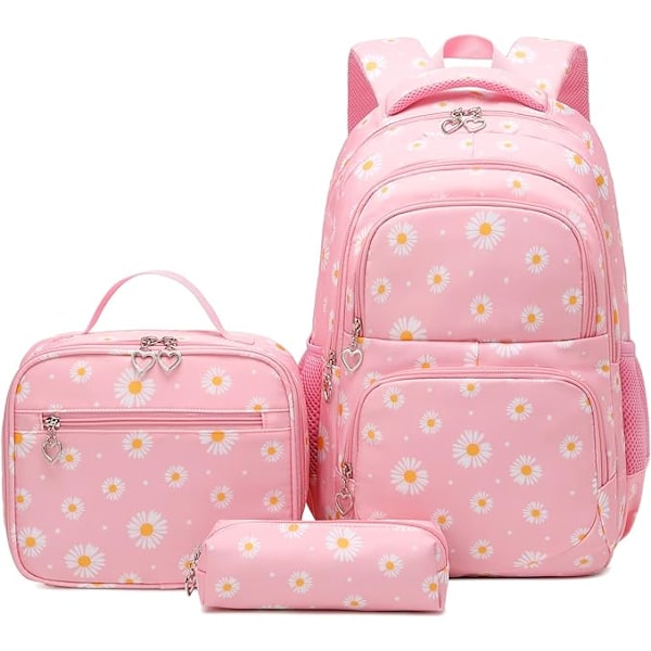 Koulureppu teini-ikäisille koululaukut lasten reput tytöille pojille 3 kpl reppusetti lounaslaukku + penaali Pink