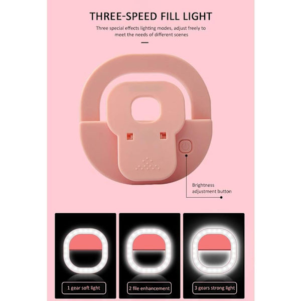 LED Selfie Ring Light Belysningsring Blink (Farve: Pink)