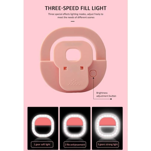 LED Selfie Ring Light Lighting Ring Blinkar (Färg: Rosa)