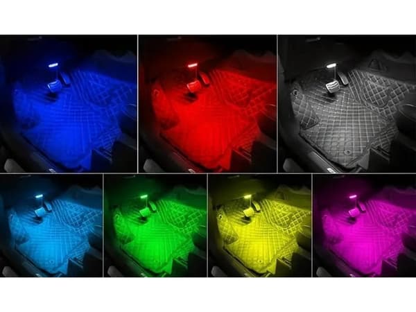 RGB LED bilbelysning - Trådløs 6-pære interiørlys