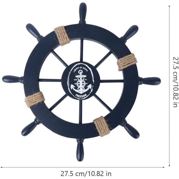 Træ Pirat Ror Skibshjul Væg Bånd Anker, 28cm