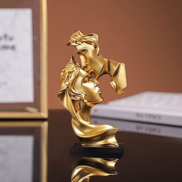 Par Gave Par Skulptur, Par Kys Statue, Par Kys Kunst Resin Skulptur Bryllupsgave Kontor
