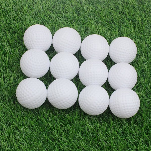 Golfövningsbollar, ihåliga plastgolfbollar för inomhusträning - paket med 20 (vit)