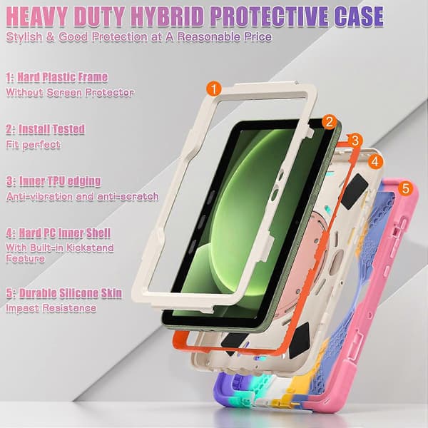 For Samsung Galaxy Tab Active5 Pro Deksel TPU+PC+Silikon Nettbrettdeksel Svingbart Støttehåndtak