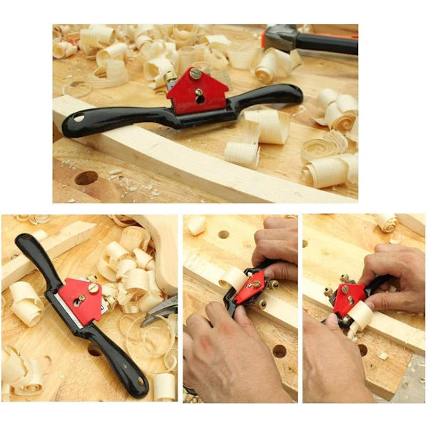 Justerbar SpokeShave med flat bunn og metallblad Trebearbeidingsverktøy med 4-delt høvel