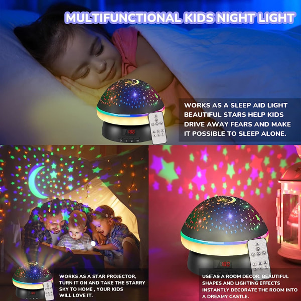 Barnleksaker för 2-9 år gamla pojkar, flickor, Timer Rotation Star Projektor Nattlampa för 3-8 år, födelsedagspresenter