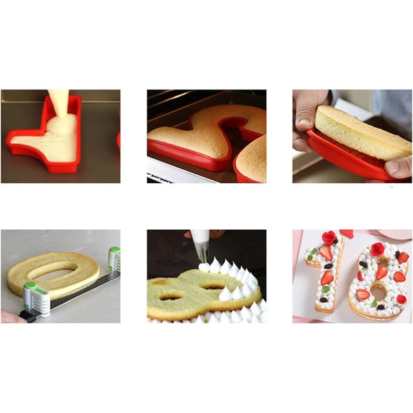 10-tums 3D stora silikonformar för tårtbakning, DIY- form, födelsedag och bröllopsdagsbakformar i silikon, nummer (3)