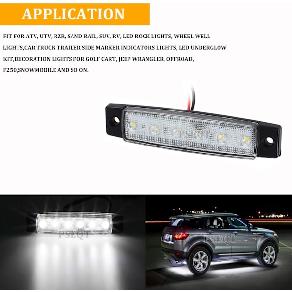 10 kpl LED-kiviliuskoja auton ulkopuolelle, alle hehkuva pyörän lokasuojan valaisusarjat, vedenpitävät maastoautoille, kuorma-autoille ja moottorikelkoille