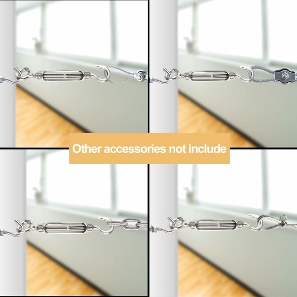 6 stk. Wire Tensioner M4 Rustfritt Stål Justerbar Turnbuckle Hook And Eye Set Heavy Duty