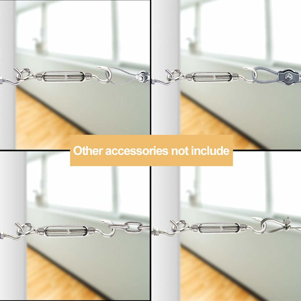 6 stk. Wire Turnbuckle Turnbuckle M4 Rustfrit stål Justerbar Turnbuckle Krog og Øjesæt Heavy Duty