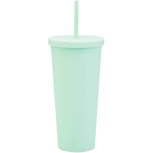 700 ml isglass med sugrör, söt mugg, 4-pack, återanvändbara akrylglas med lock och sugrör