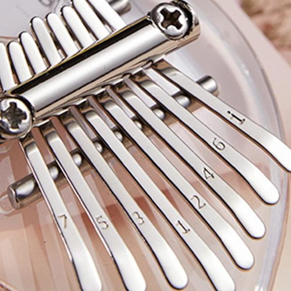 Mini Kalimba 8-tangenters tummepiano, solid akryl fingerpiano med snöre
