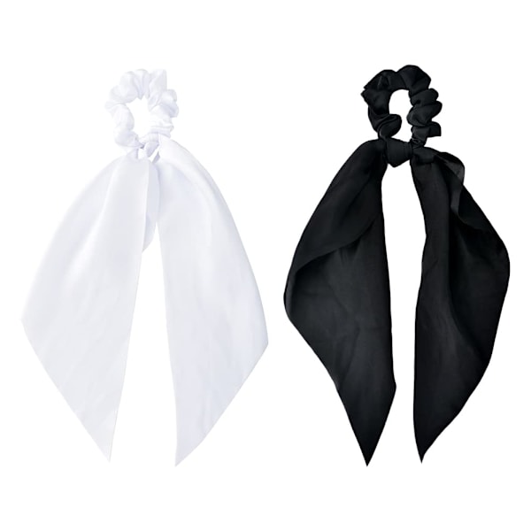 Hårbånd Scrunchies Bånd Hår Tørklæde til Kvinder Scrunchy Hår Elastikker Sort Hvid Satin Hår Scrunchies til Piger 2Pcs Elastisk Hår Elastik