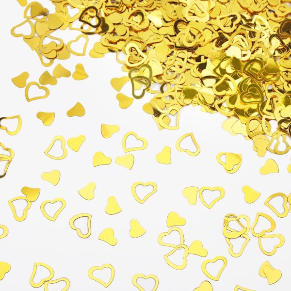 Konfetti hjerter til bryllup, ca. 30g fargerike/gull borddekorasjon konfetti, spredt dekorasjon bryllup, glitter bordkonfetti Gold