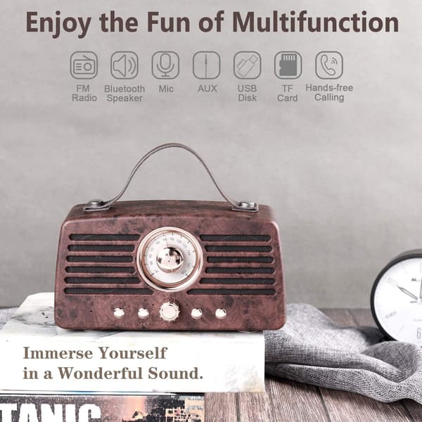 Retro Bluetooth-kaiutin, kannettava langaton Bluetooth-kaiutin FM-radiolla