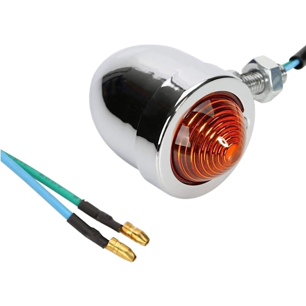 Universal 2X Chrome HL Motorcykel Røde Blinklys Lamper Indikator Lys