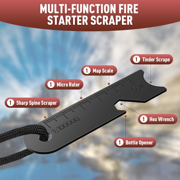 10-pakke Flint Fire Starters med nøkkelring for overlevelsesboringer, nødstilfeller, camping, backpacking, fotturer, jungeleventyr, jakt