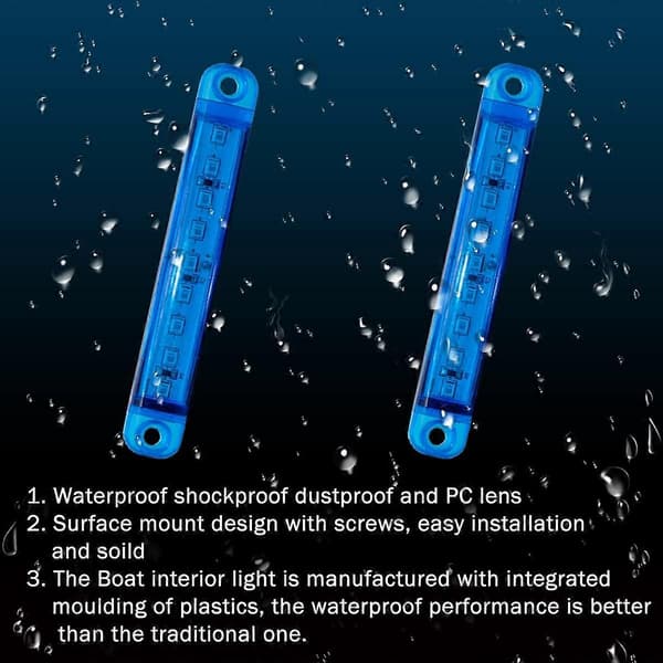 4-pak Marine Navigationslys, Agterlys, Marine LED Lysstrips - Blå
