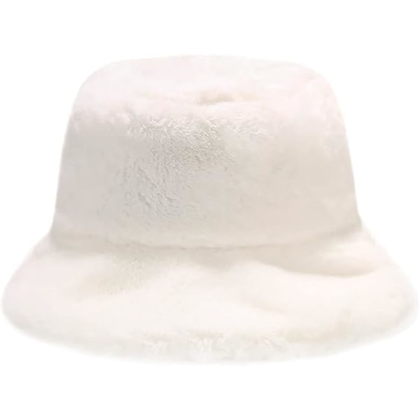 Vinter Fuskpäls Furry Bucket Hat Fluffy Fuzzy Warm Hat Plysch Fisherman Hat för kvinnor