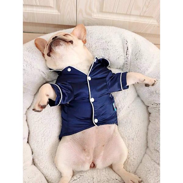 Hunde Pyjamas Tøj Silke Bløde Skjorter Homewear Hvalp Pyjamas til Små York Bulldog Katte