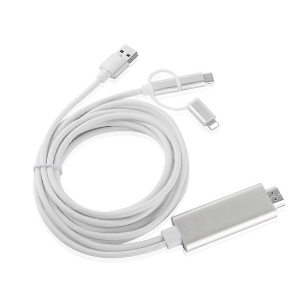 3-i-1 Lightning/Type-C/Micro USB til HDMI HD Adapterkabel til iOS og Android Enheder Spejling