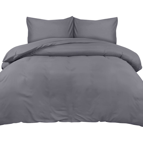 Sengesett Dynetrekk 220x240 cm med 2 Putesett 50x75 cm (Grå) - Sengesett 220 x 240 cm - Mykt Børstet Mikrofiber Dynetrekksett