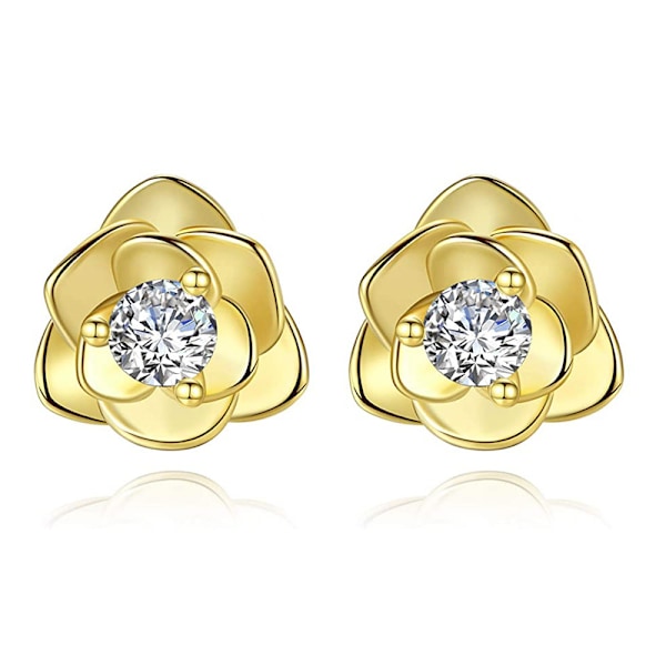Små Øredobber S925 Sølv Blomster Øredobber for Kvinner Jenter, Cubic Zirconia Øredobber Brusk Øredobber, Smykker Gaver Gold