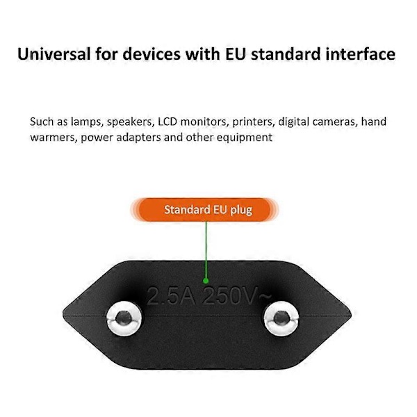 3m 2*0.75 SQMM EU-kontakt Strömadapter 2 Stift Koppar Strömkabel (VDE-certifierad)