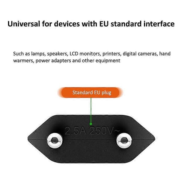 3m 2*0.75 SQMM EU Plugg Strømadapter 2-Pinners Kobber Strømkabel (VDE Sertifisert)
