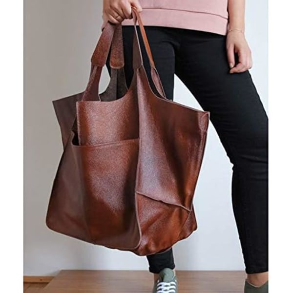 Stor handväska i PU-läder för kvinnor, axelväska, mjuk crossbody-väska, present till flickor och kvinnor