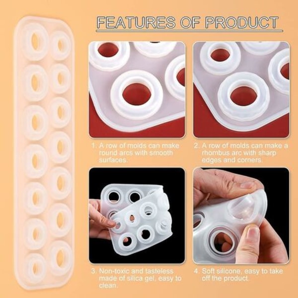 Harpiks Silikon Ringform Anheng Ringform DIY Håndverk Smykker Flat Ring Non-Stick Form Serie For Harpiks, Godteri, DIY Smykker, etc.