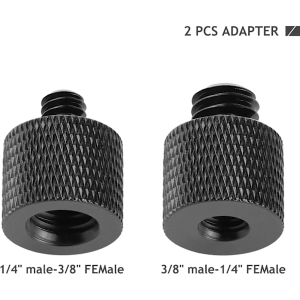 Kameraskrueadapter Gevind 1/4\" Han til 3/8\" Hun og 3/8\" Han til 1/4\" Hun Adapter Kit