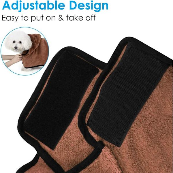Hundbadrock med justerbar dragsko-huva, superabsorberande mikrofiberbadrock, torka pälsen snabbt (L)