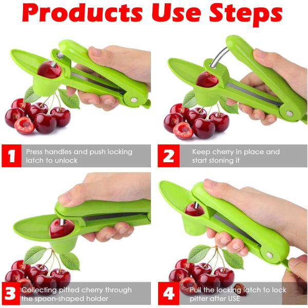 Cherry Pitter eller Stoner, Olive Pitter Remover, Cherry Core eller Fröborttagare (grön)